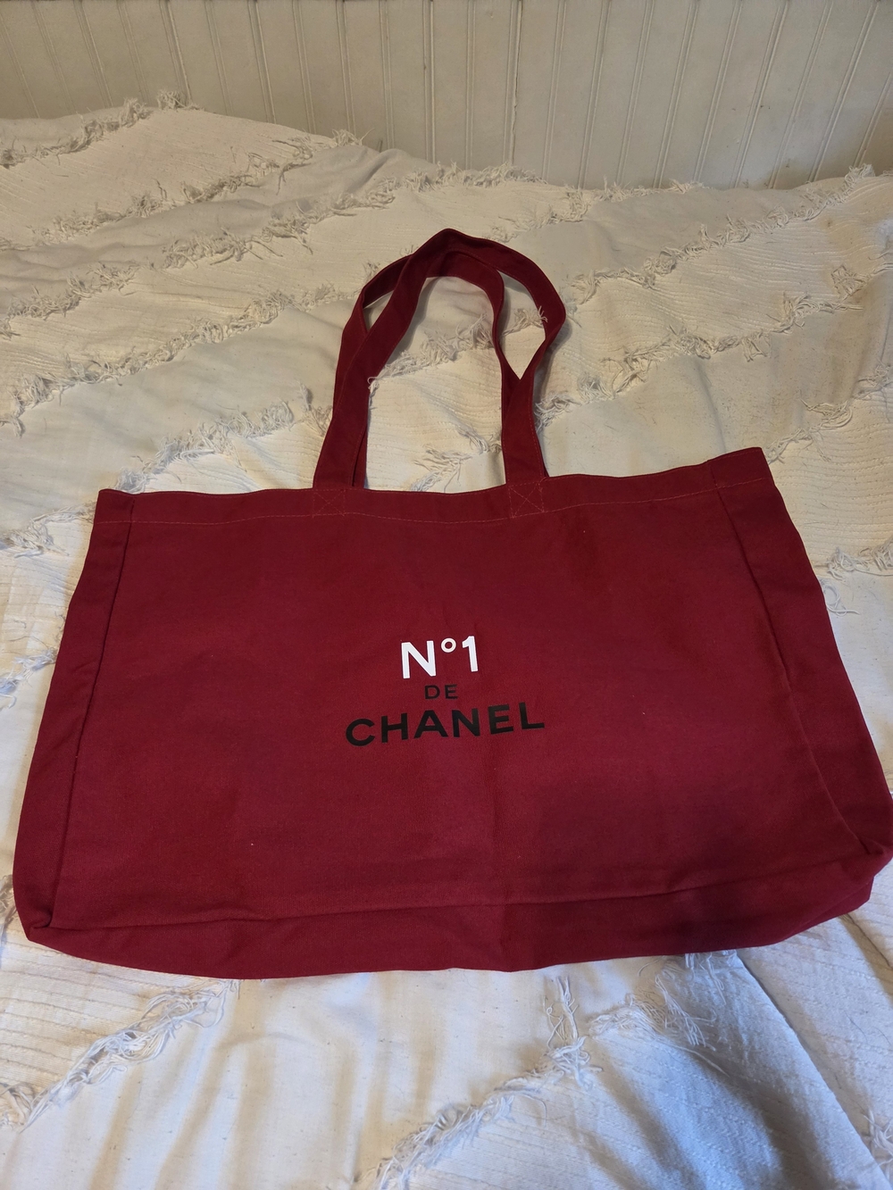 CHANEL N°1 Red Canvas Tote Bag